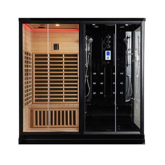 Combi Sauna Infrarouge Douche Hammam Boreal® IR-H-220G BLACK - gauche
