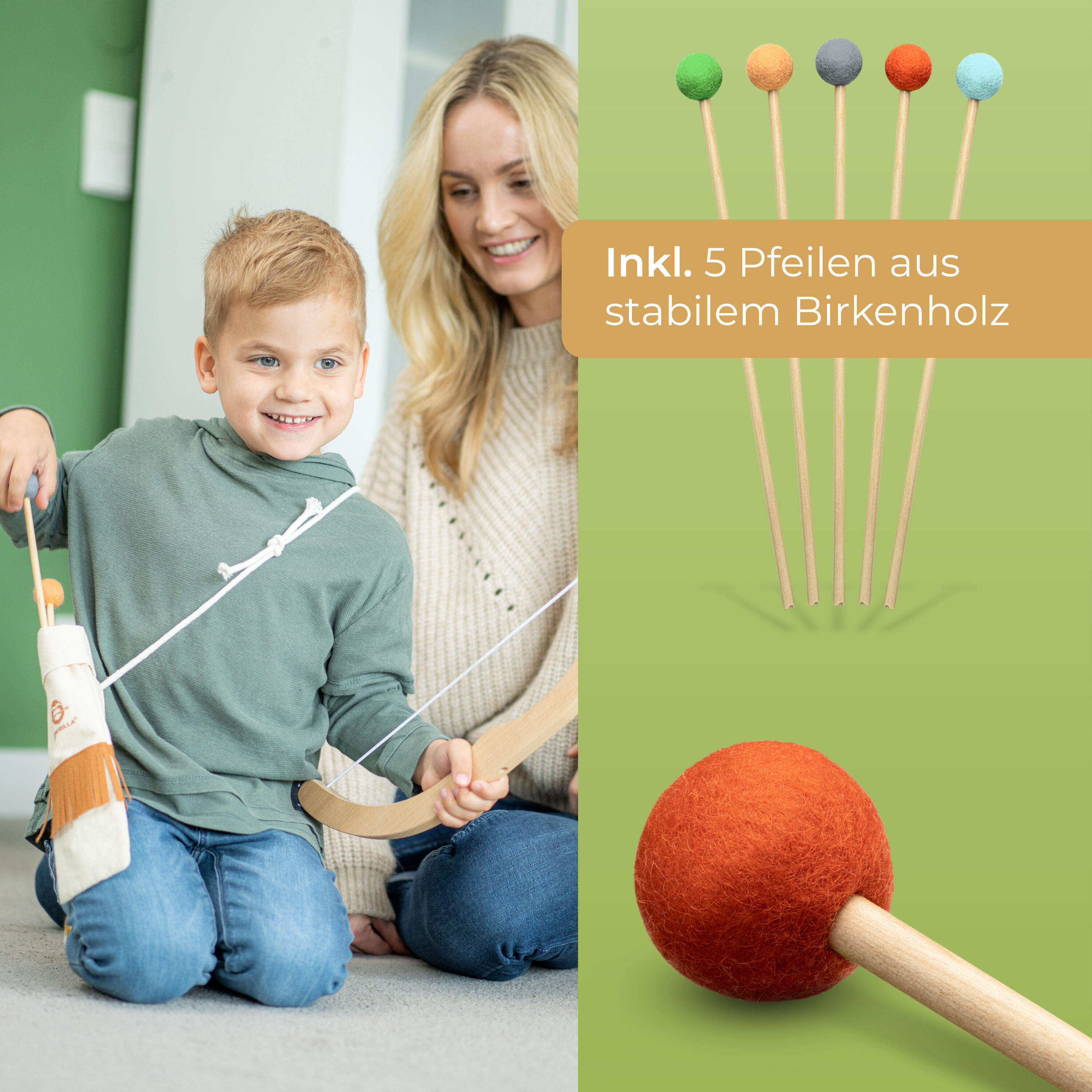 Pfeil und Bogen Kinder Holzspielzeug ab 3 Jahren 6/7