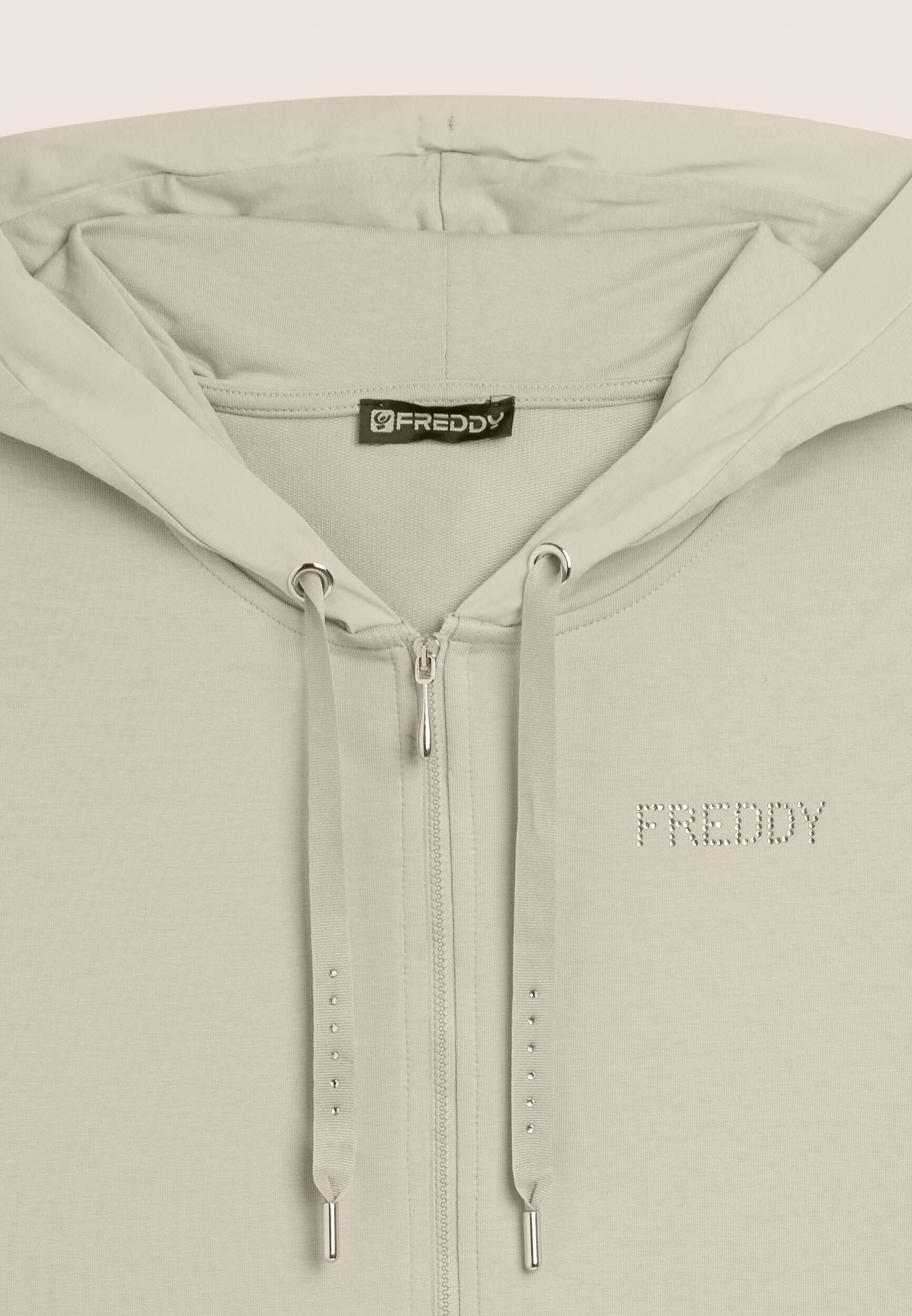 Sweat-shirt avec fermeture zippée et capuche avec paillettes et insertion effet 7/7