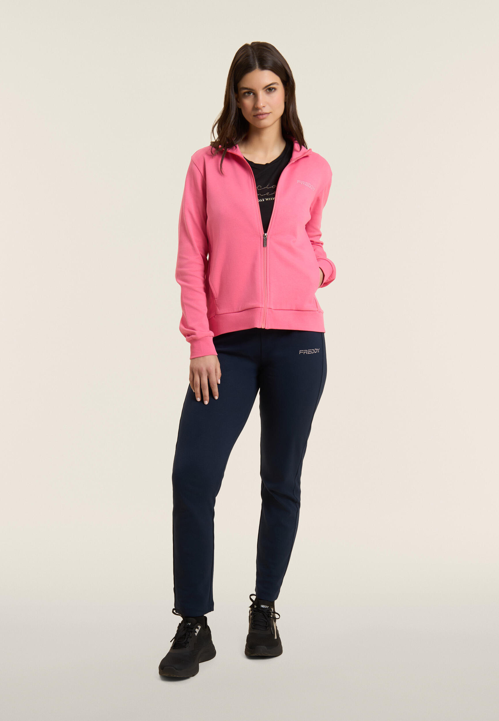 Jumpsuit met ritssluiting en hoge kraag, logo met parels 2/5
