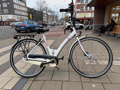 Sparta marathon damesfiets 50 cm, wit met roze details