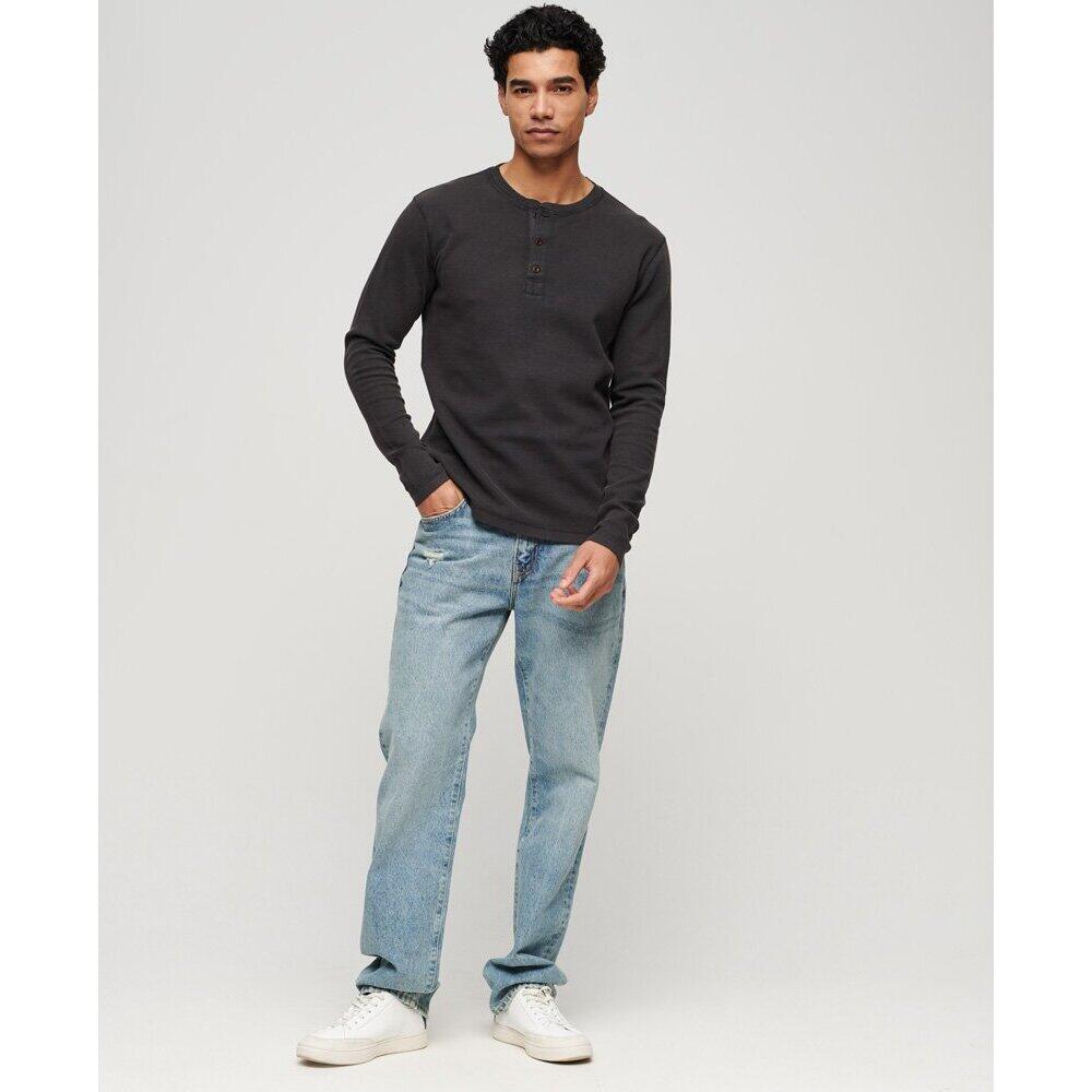 T-shirt manches longues col tunisien gaufré Superdry 3/4