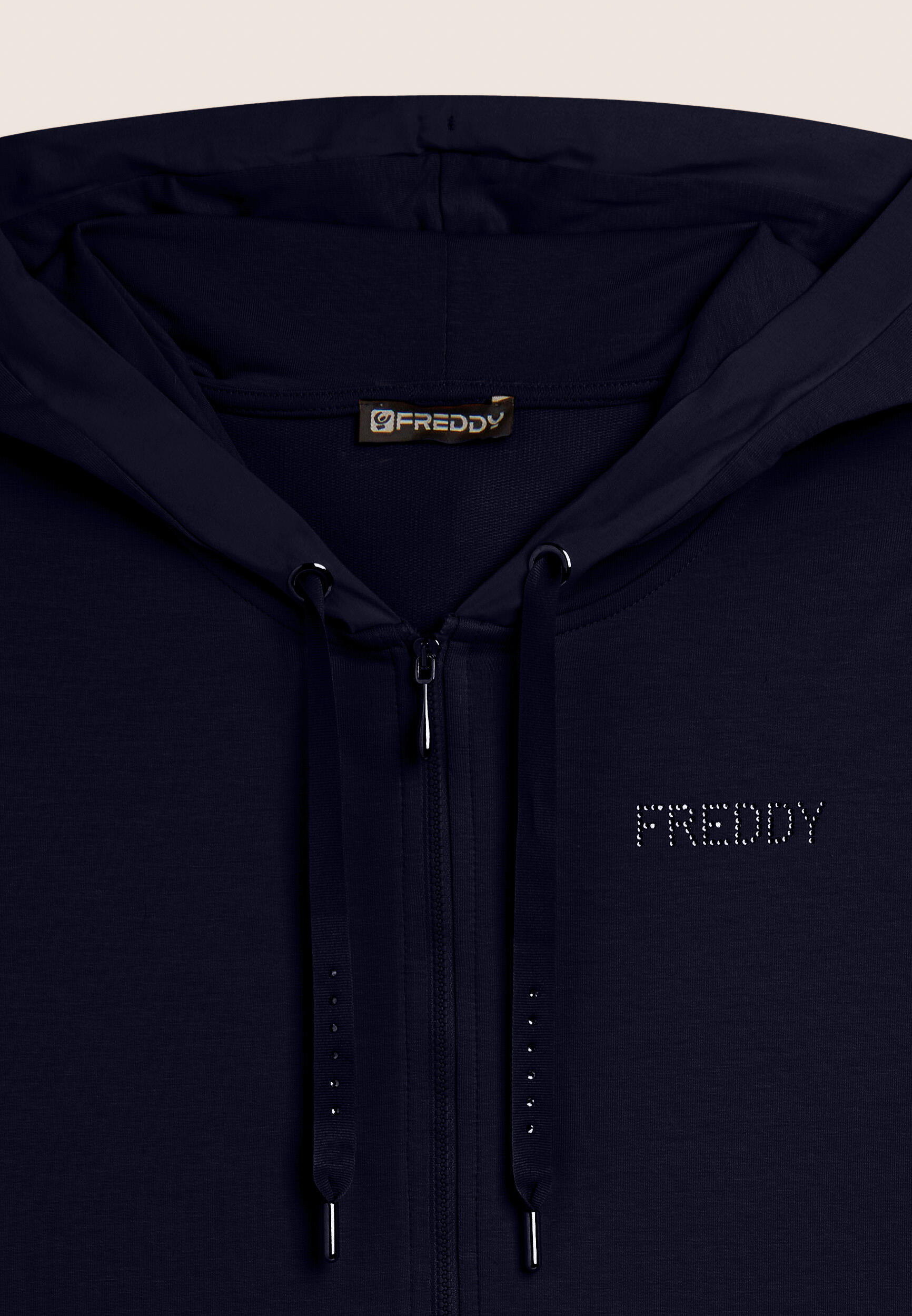 Sweat-shirt avec fermeture zippée et capuche avec paillettes et insertion effet 7/7