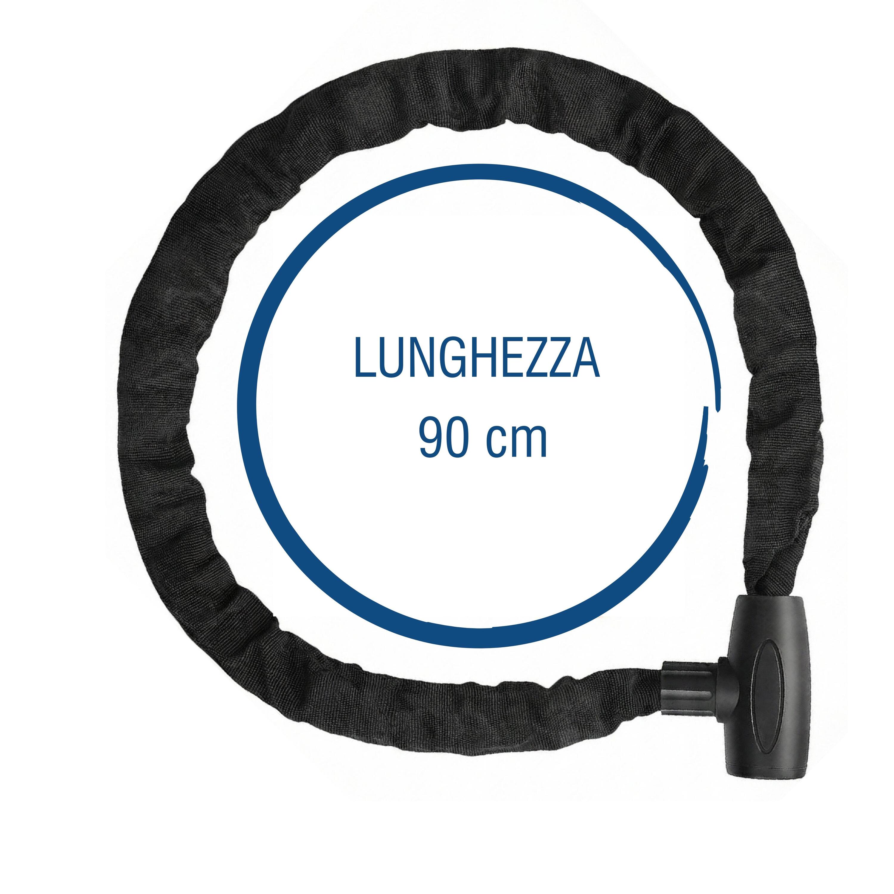 Lucchetto Bici Catena 900mm 6mm Acciaio Temprato Antitaglio Nero con Chiave 2/7