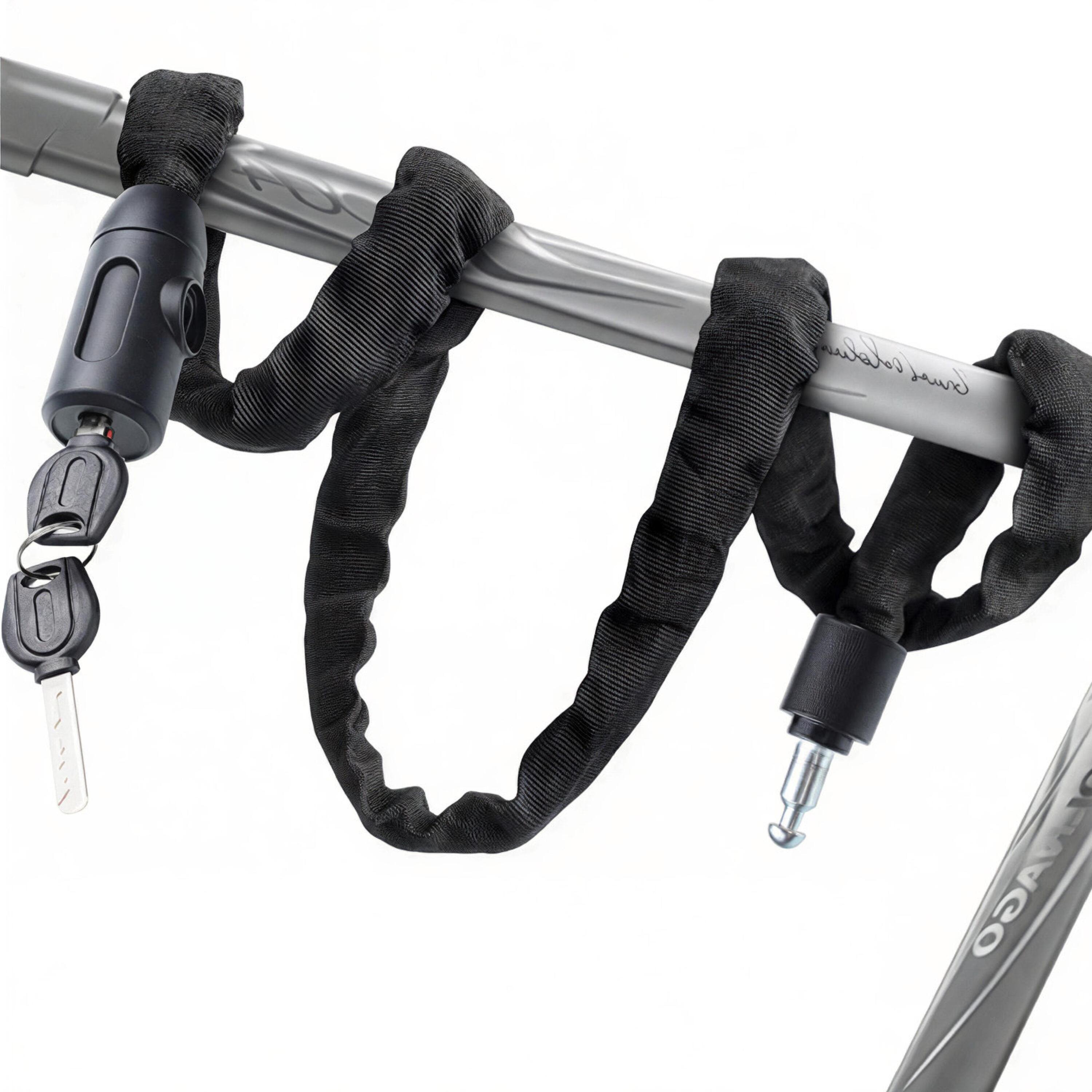 Lucchetto Bici Catena 900mm 6mm Acciaio Temprato Antitaglio Nero con Chiave 7/7