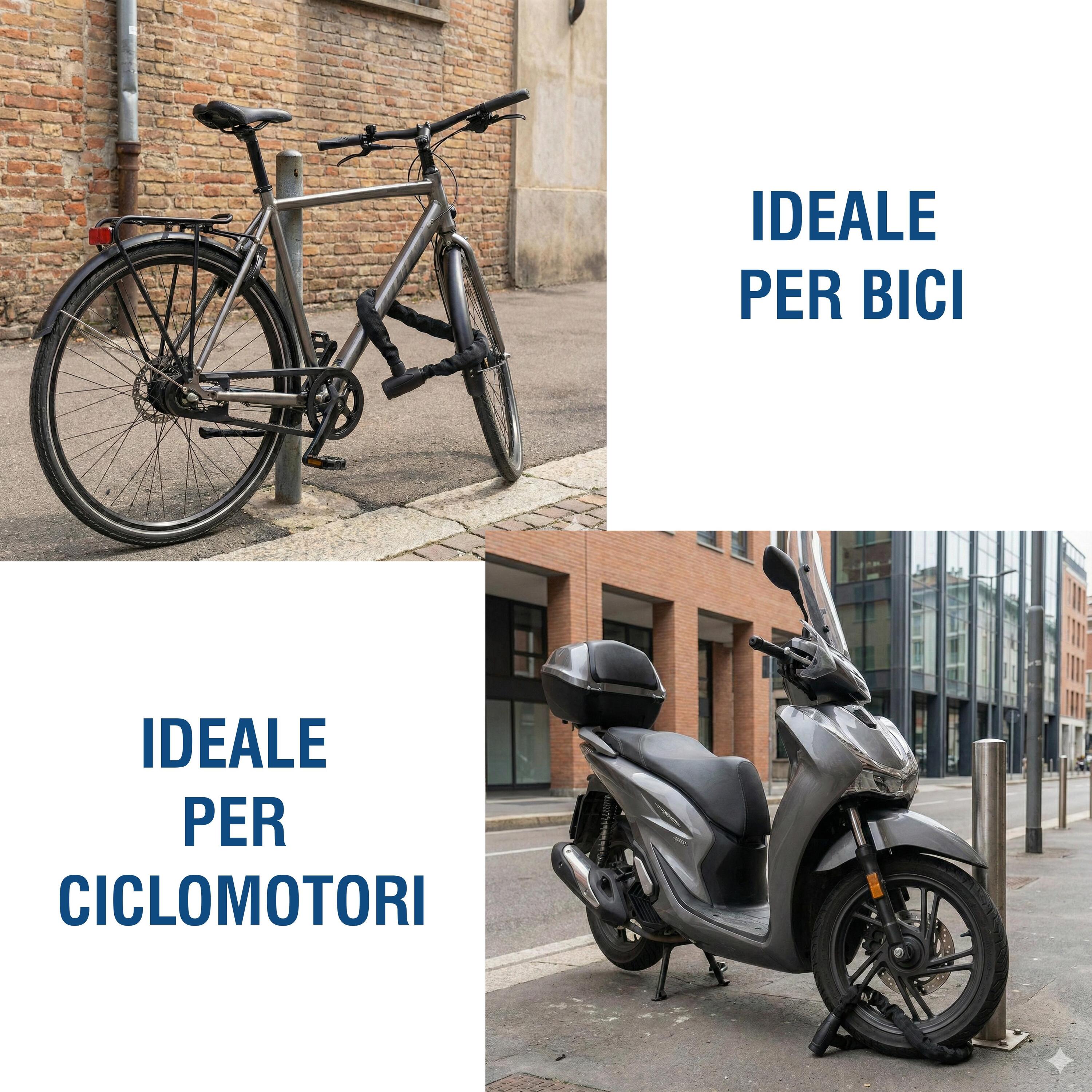 Lucchetto Bici Catena 900mm 6mm Acciaio Temprato Antitaglio Nero con Chiave 6/7