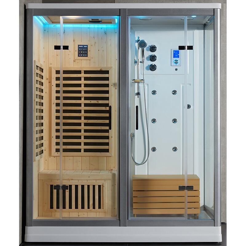 Combi Sauna Infrarouge Douche Hammam Boreal® IR-H 180G - Gauche 6/7