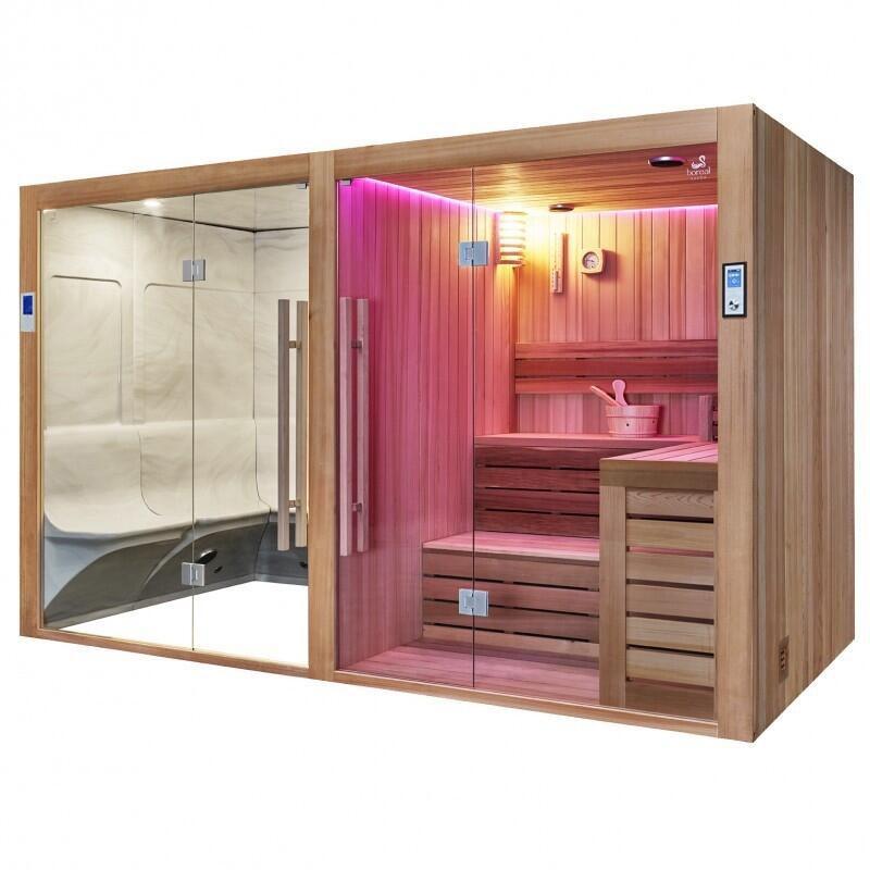 Combiné Sauna Hammam Boreal® Sublimation en Cèdre Rouge - 8 places - 340*175*210 1/7