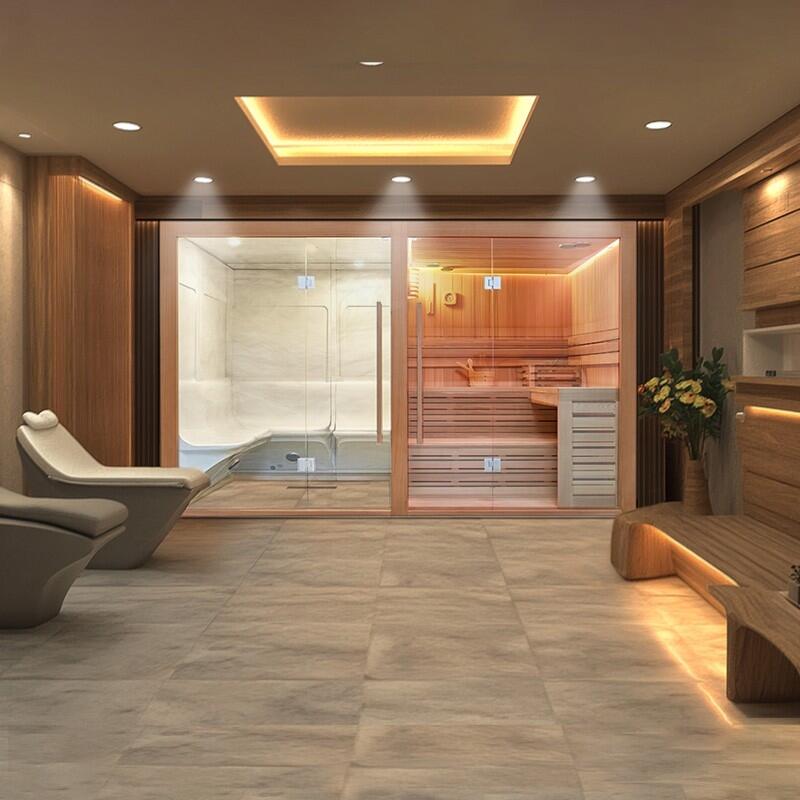 Combiné Sauna Hammam Boreal® Sublimation en Cèdre Rouge - 8 places - 340*175*210 4/7