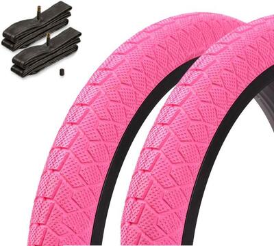 Bmx banden set kenda 20 inch x 1,95 inch roze + binnenband av