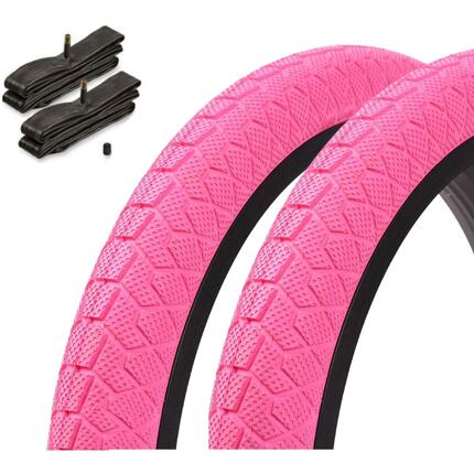 Zestaw opon BMX KENDA 20 cali x 1,95 cala różowy + dętka AV