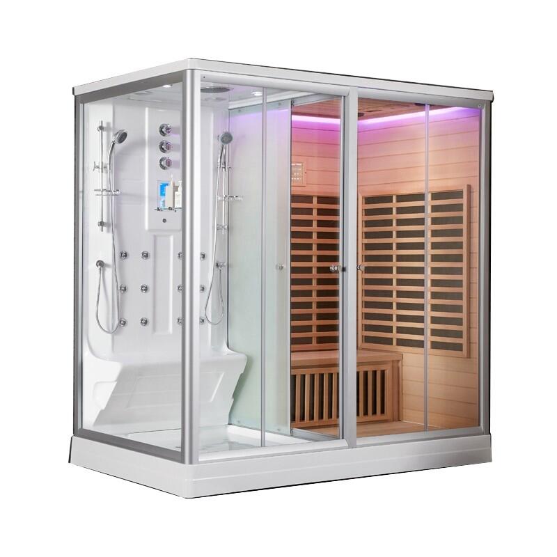 Combi Sauna Infrarouge Douche Hammam Boreal® IR-H-220D - droite 1/7