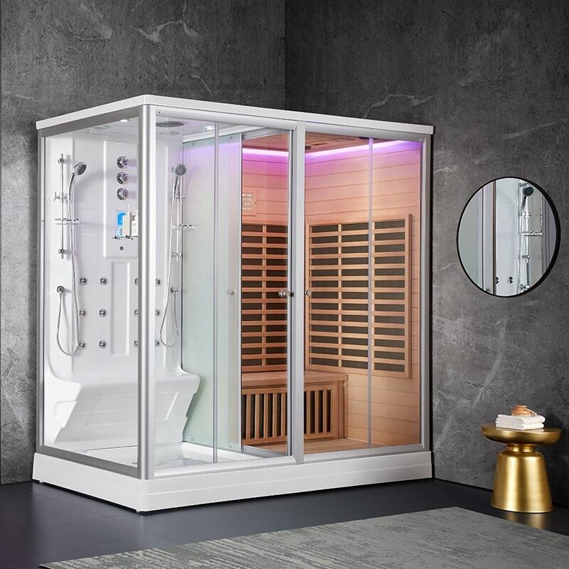 Combi Sauna Infrarouge Douche Hammam Boreal® IR-H-220D - droite 6/7