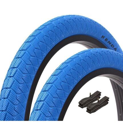 Zestaw opon BMX KENDA 20 cali x 1,95 cala niebieski + dętka AV