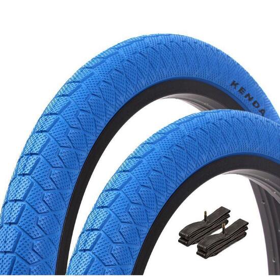 Zestaw opon BMX KENDA 20 cali x 1,95 cala niebieski + dętka AV