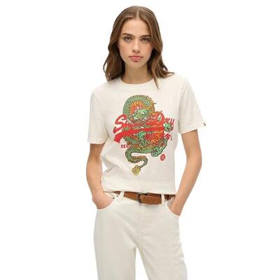 Casual t-shirt voor dames superdry vintage logo tokyo