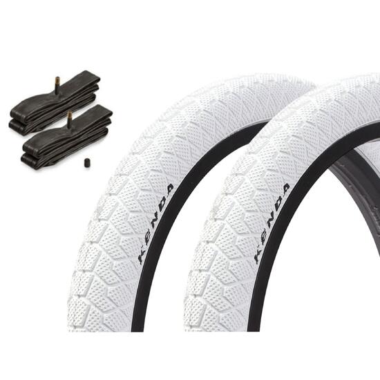 Zestaw opon BMX KENDA 20 cali x 1,95 cala biały + dętka AV