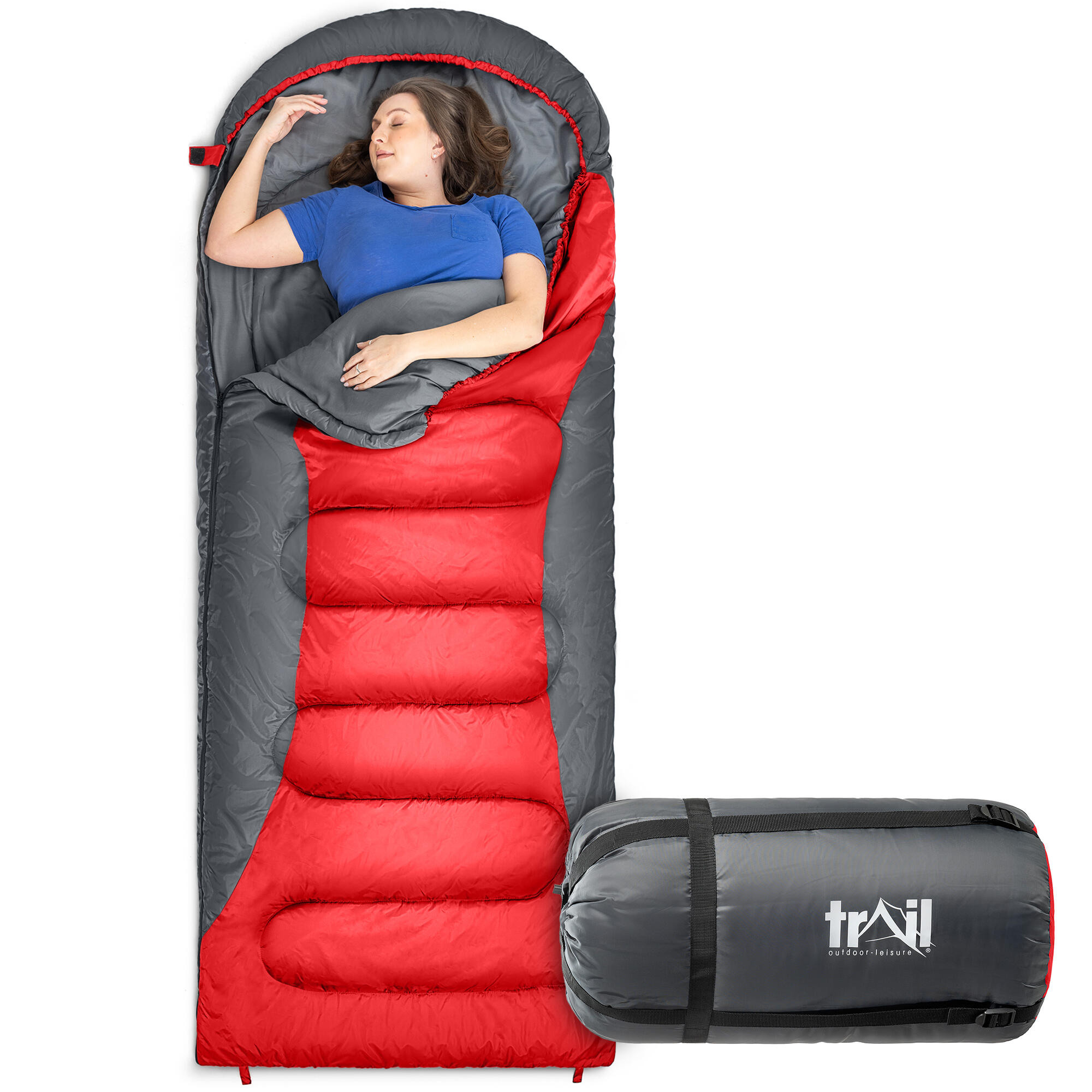 Trail Alpine XL Sleeping Bag Extra Wide 4 Season 400gsm with Bag