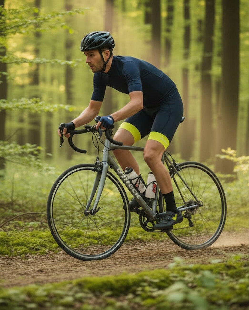 Herren Fahrradhose Kurz Radhose Comfort Line Schwarz Neon 4/4