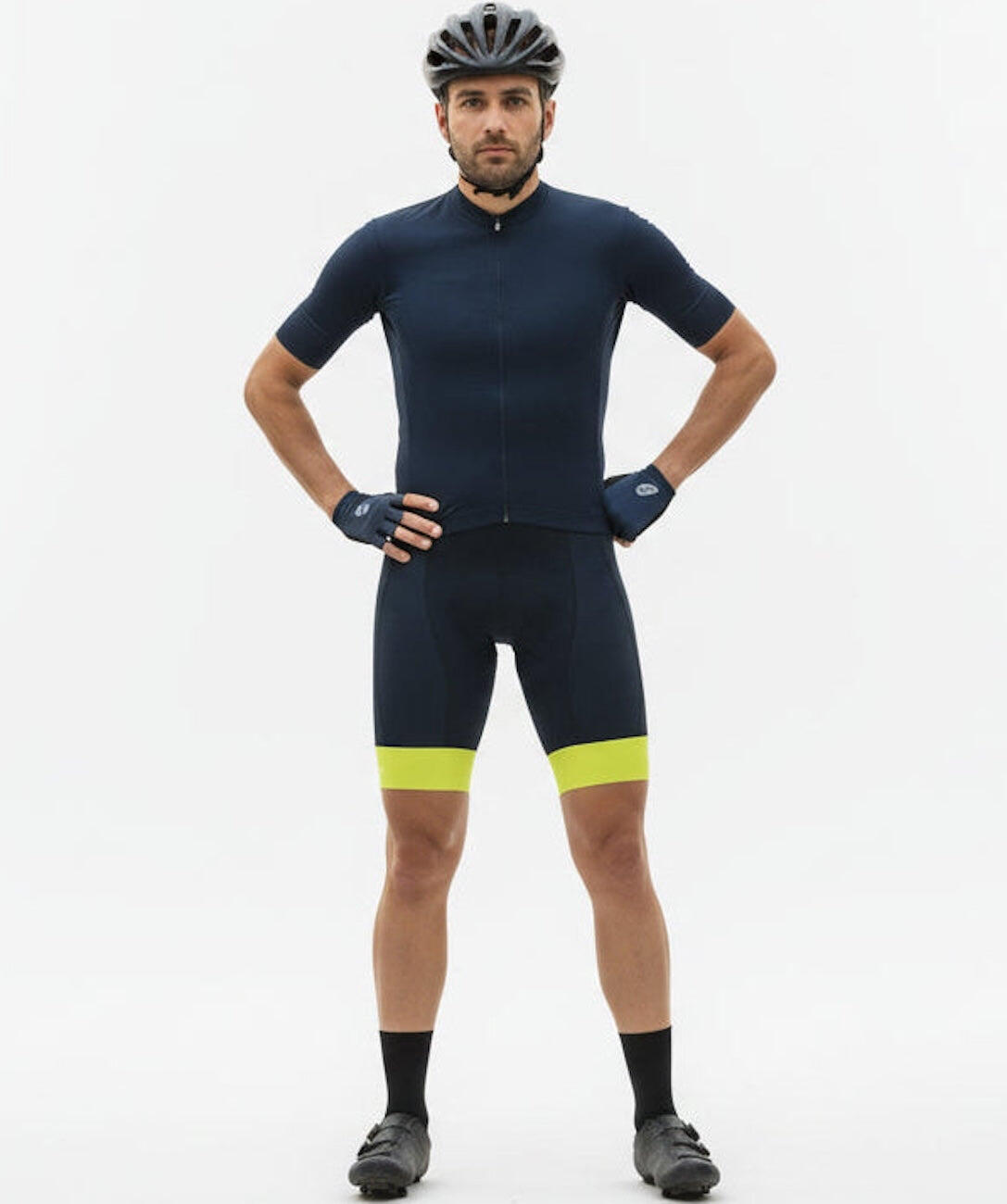 Herren Fahrradhose Kurz Radhose Comfort Line Schwarz Neon 2/4