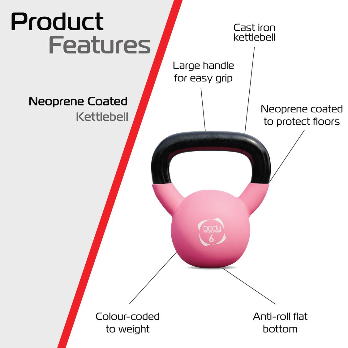Body Revolution 6 kg neopreen kettlebell 2/6