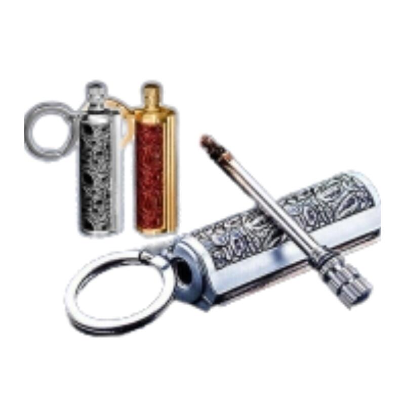 Fire Starter Lighter Waterproof Flint Match Metal Keychain - Gold