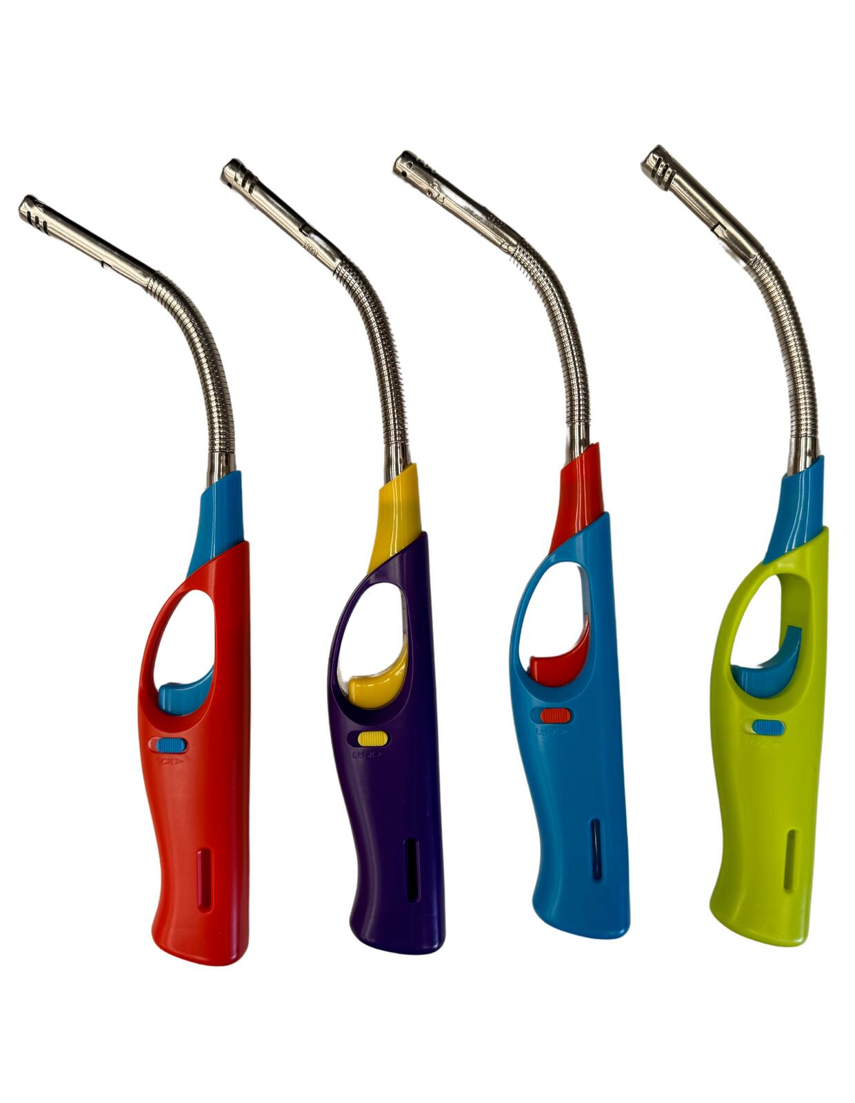 4x Clear Flexible Gas Lighter for BBQ Kitchen - Assorted Colours