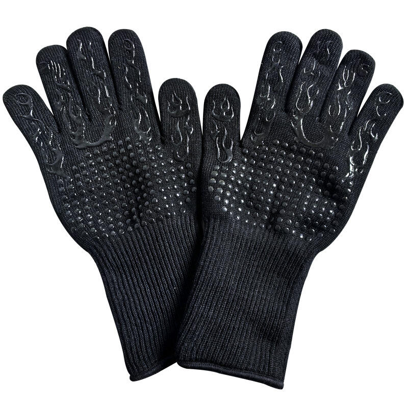 Flame Pattern Heat Resistant BBQ Gloves 500°C