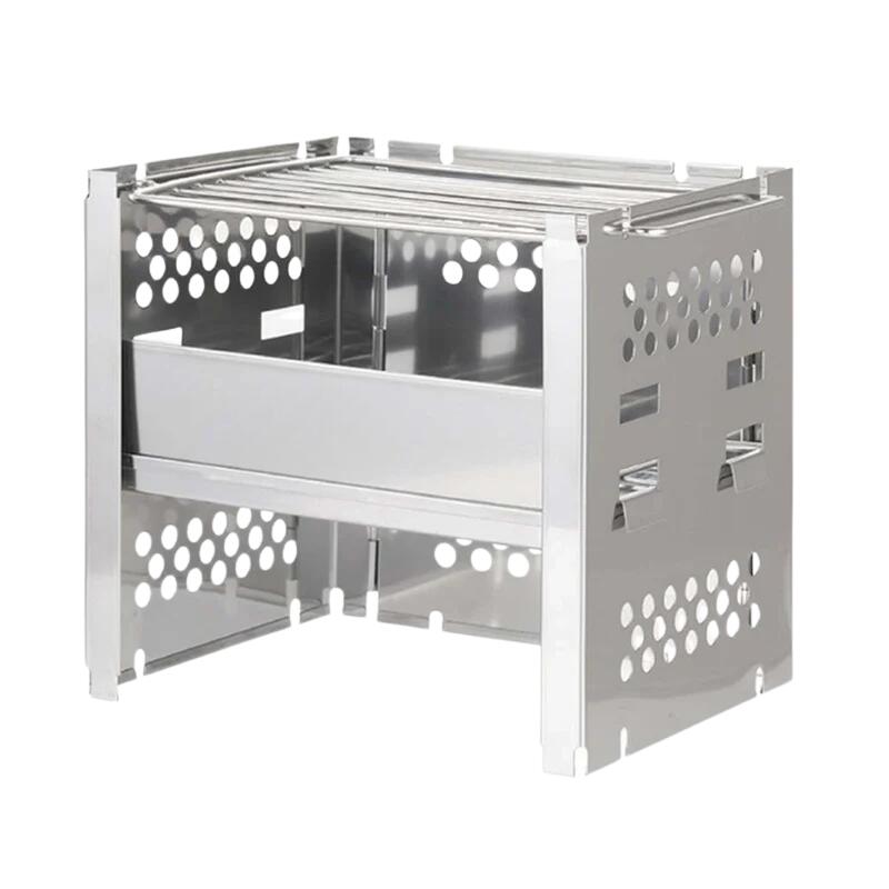 Camping Wood Stove with Stainless BBQ Grill