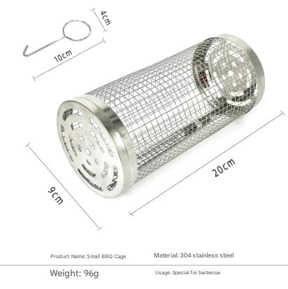 2 Pcs Size S Silver Rolling Stainless Steel BBQ Grill Basket