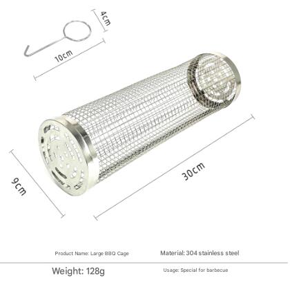 Silver 2-Piece Rolling Stainless Steel BBQ Grill Basket Set (Small & Large)