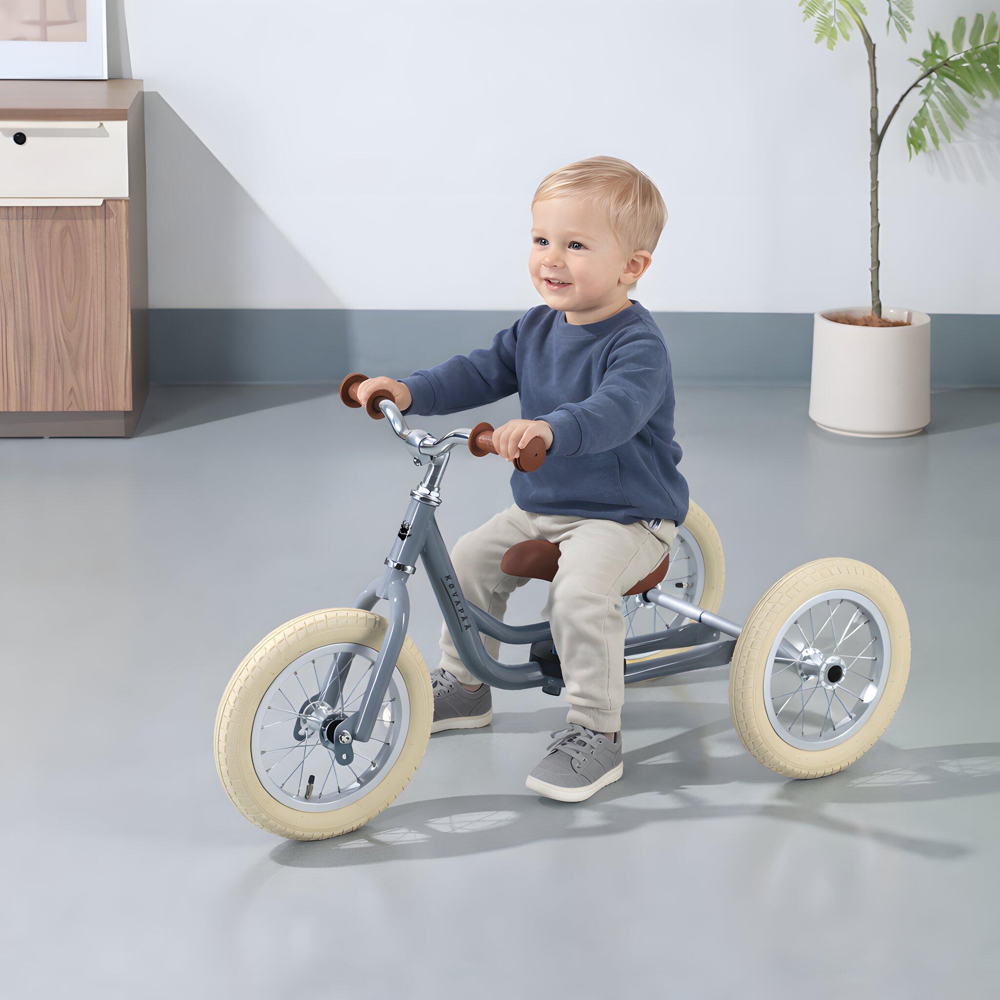 2-in-1 loopfiets & driewieler met duwstang – Loopfiets - Grijs 3/7