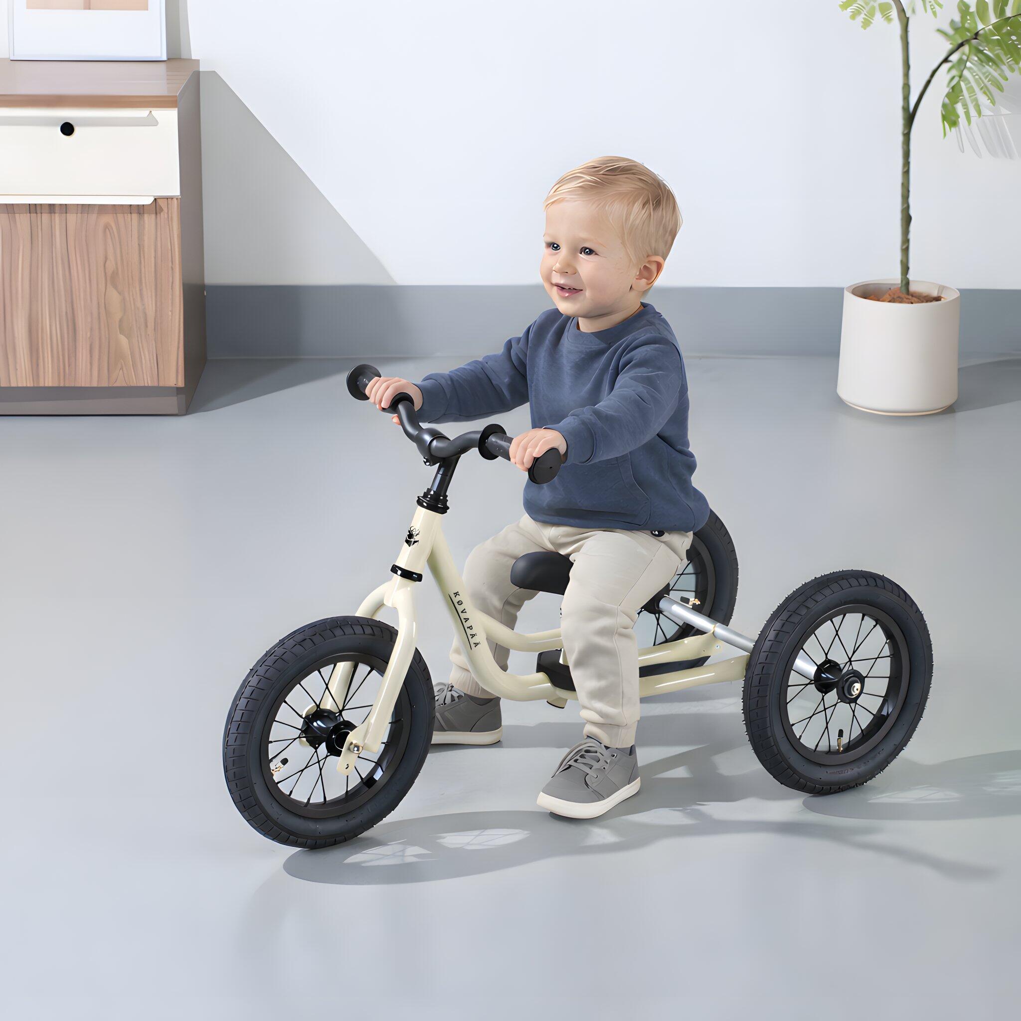 2-in-1 loopfiets & driewieler met duwstang – Loopfiets - Krijt grijs 3/7