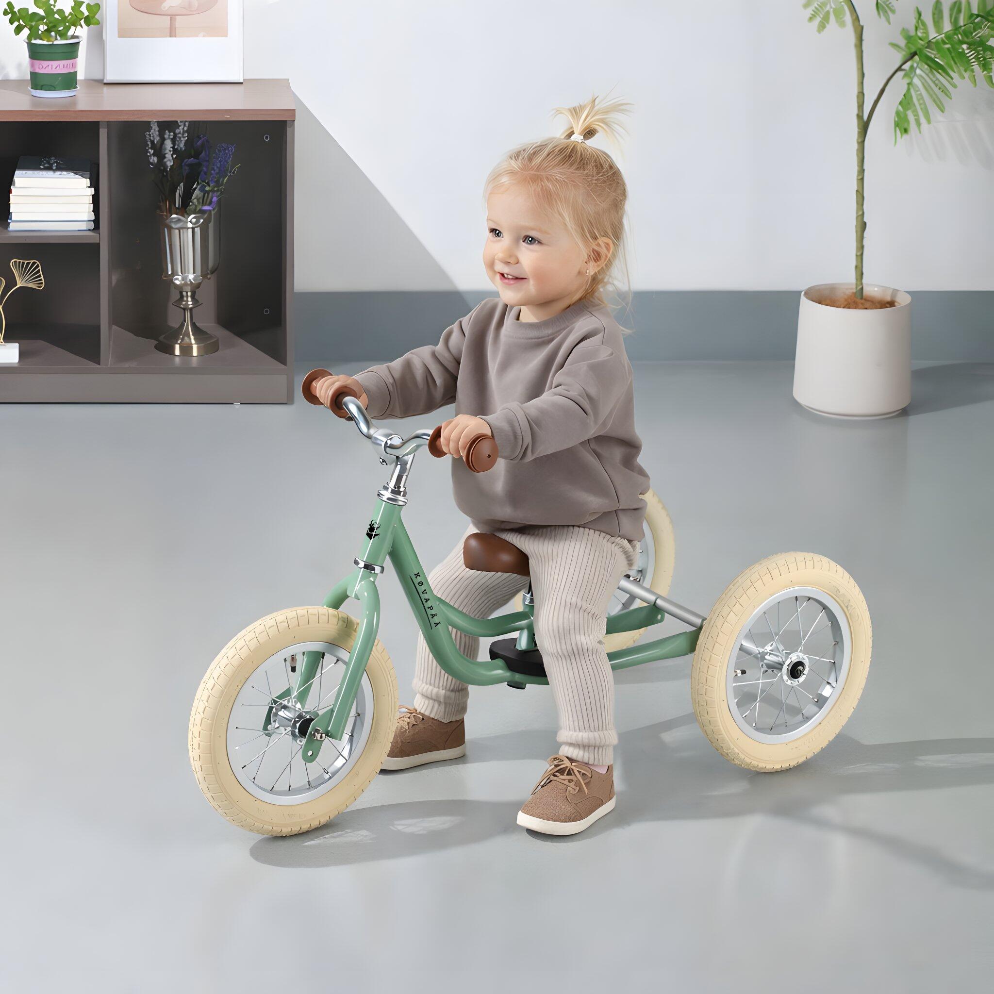 2-in-1 loopfiets & driewieler met duwstang – Loopfiets - groen 3/7