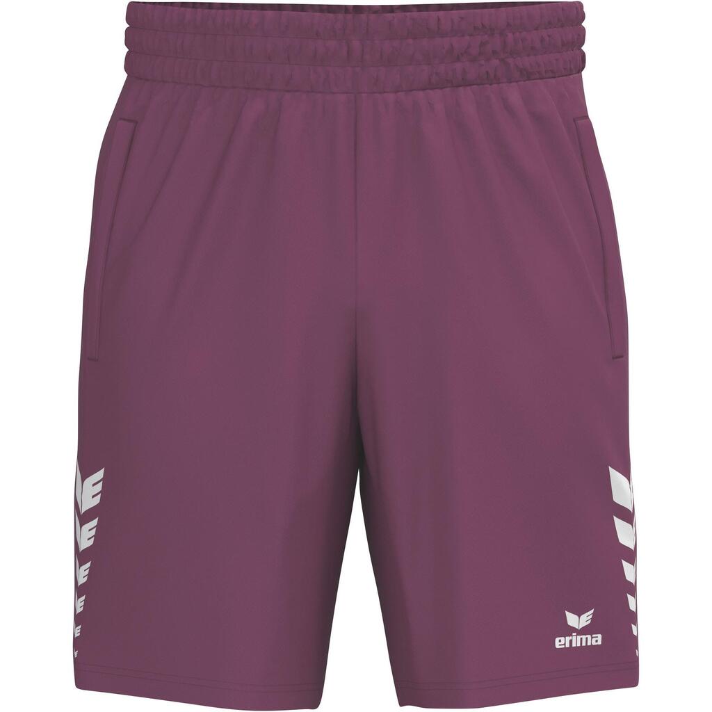 565 Erima 6-Strip Training Shorts, Red, Mid Waist