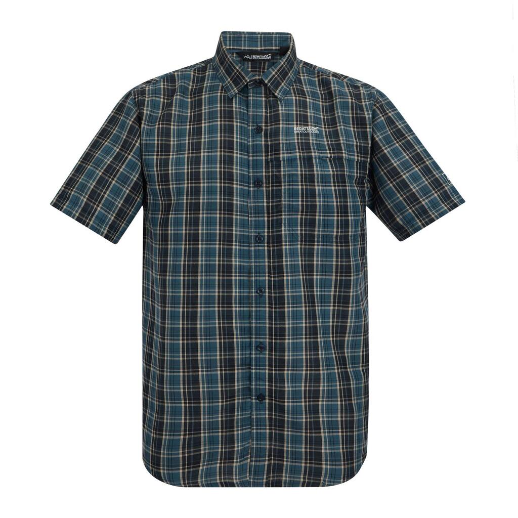 Mens Mindano Multi Check ShortSleeved Shirt (Night Sky)