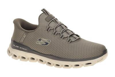 Skechers glide step slipper taupe bruin