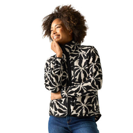 Veste Polaire Motif/style Floral Abstrait FRANKIE Femme (Beige / Noir Floral)