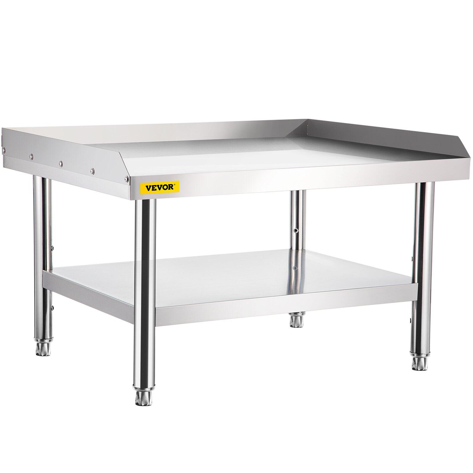 Large Stainless Steel Grill Stand Table with Storage Shelf