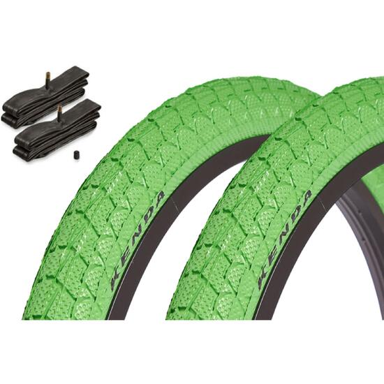 Zestaw opon BMX KENDA 20 cali x 1,95 cala zielony + dętka AV