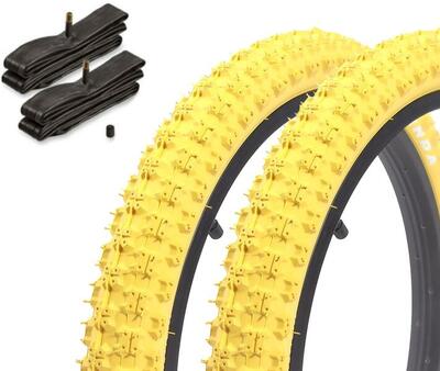 Bmx banden set kenda 20 inch x 2,25 inch geel + binnenband av