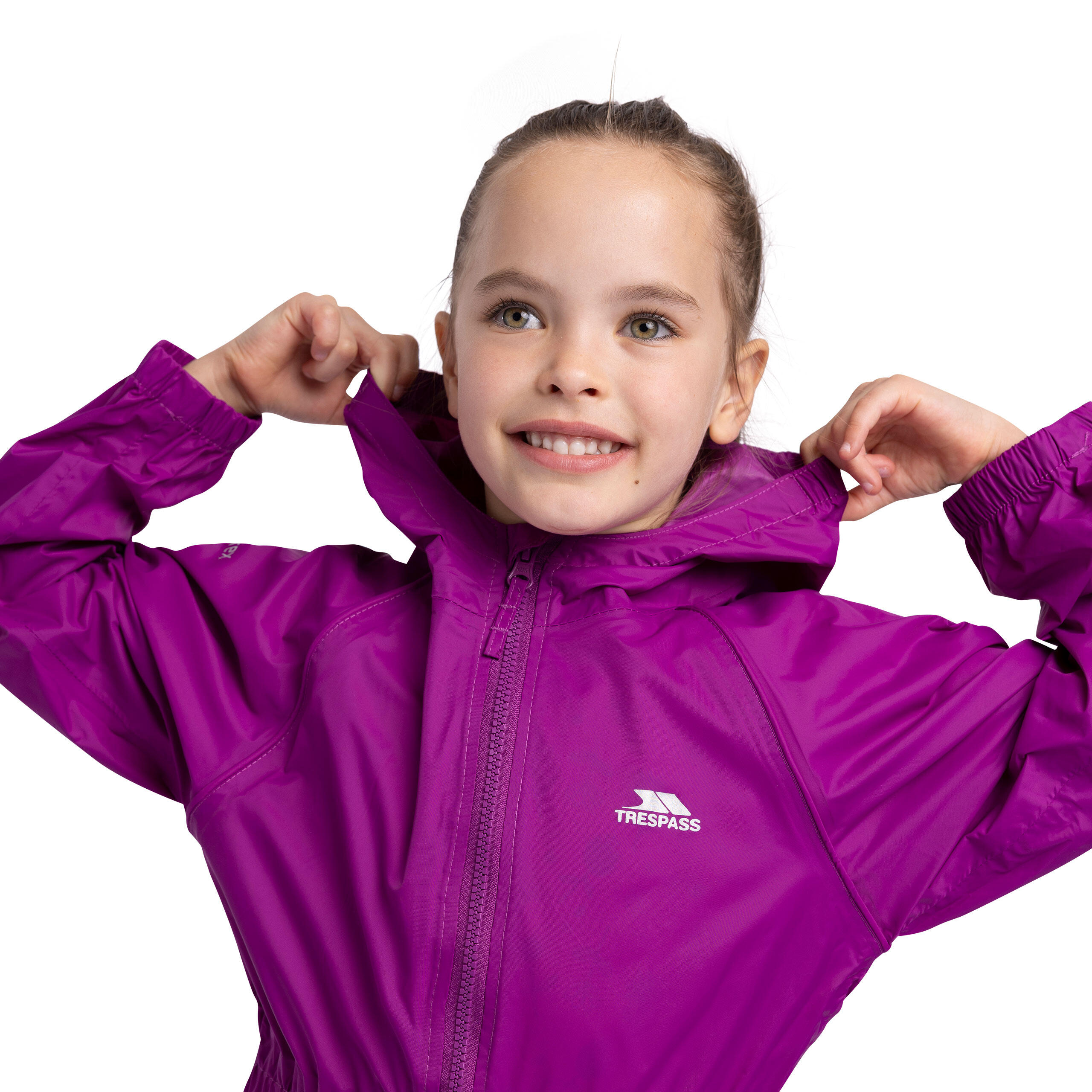 Trespass Button - Traje de lluvia unisex para niños Purple Orchid 4/5
