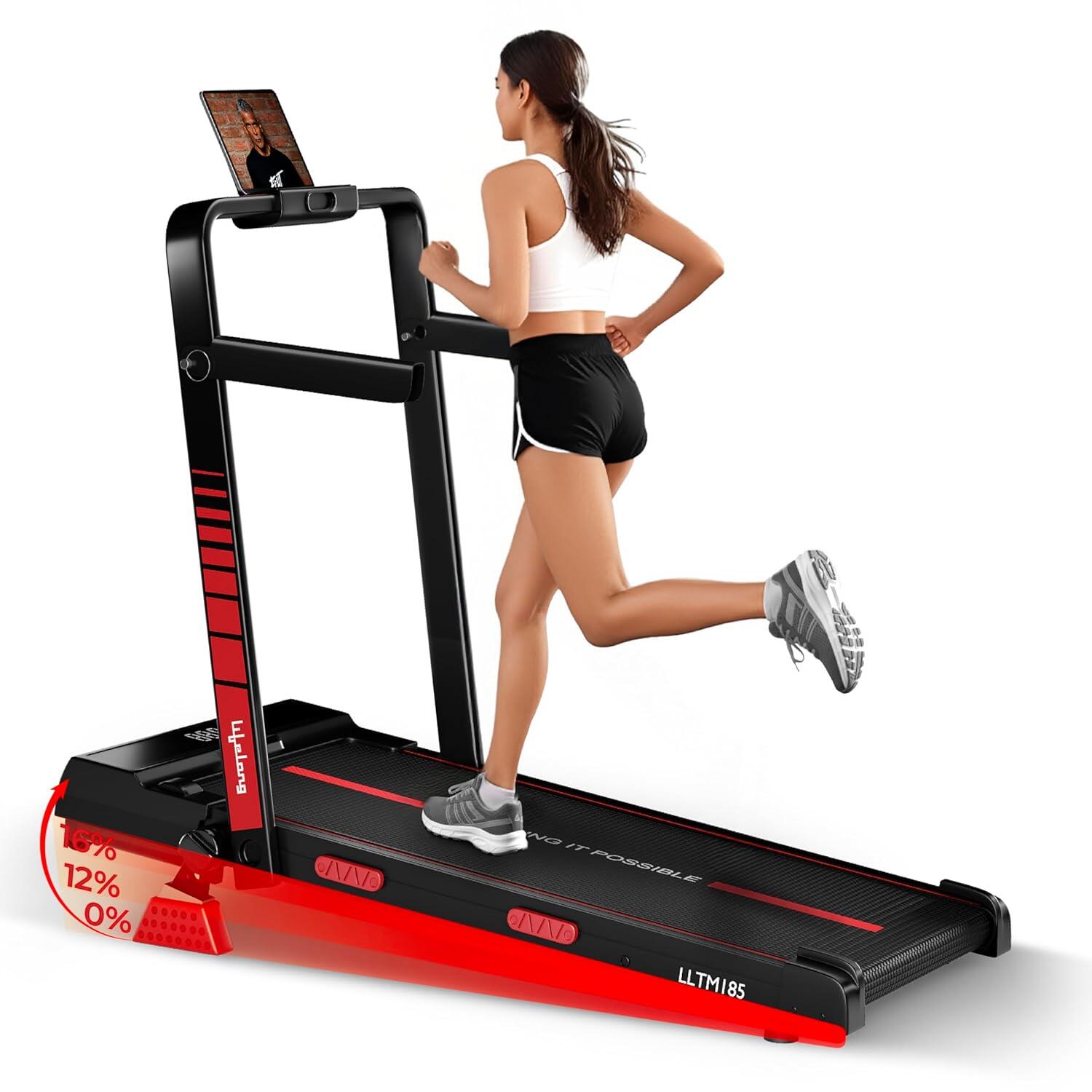 Lifelong Walking Pad Treadmill | 4 HP Motor | Foldable Handle | LED Display & Remote Control | 2-Level Manual Incline | Anti-Slip Belt | Compact Under Desk Running Machine for Home & Office-image-18