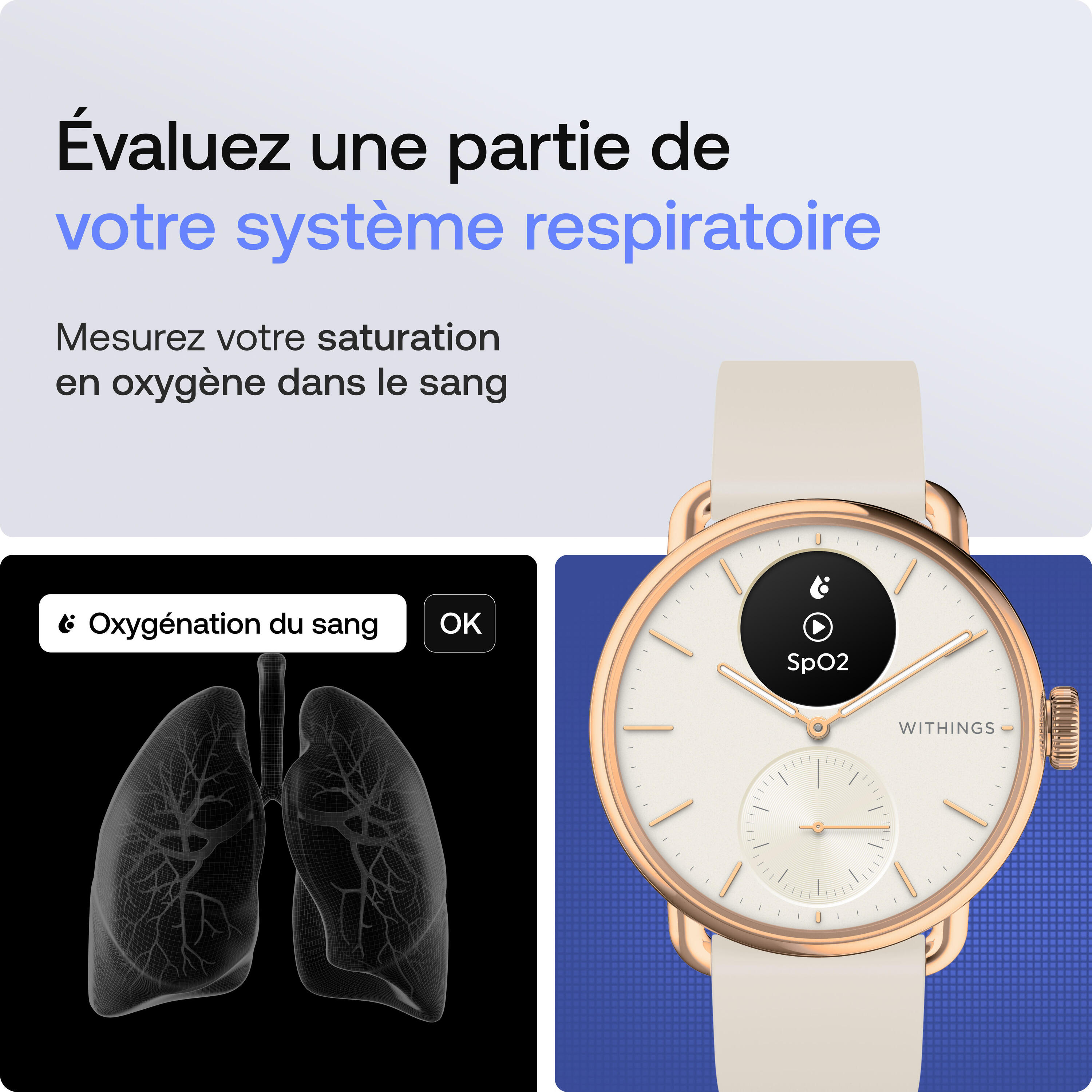 WITHINGS ScanWatch 2 - Montre connectée santé ECG SpO2 température 38mm Or Rose 5/5