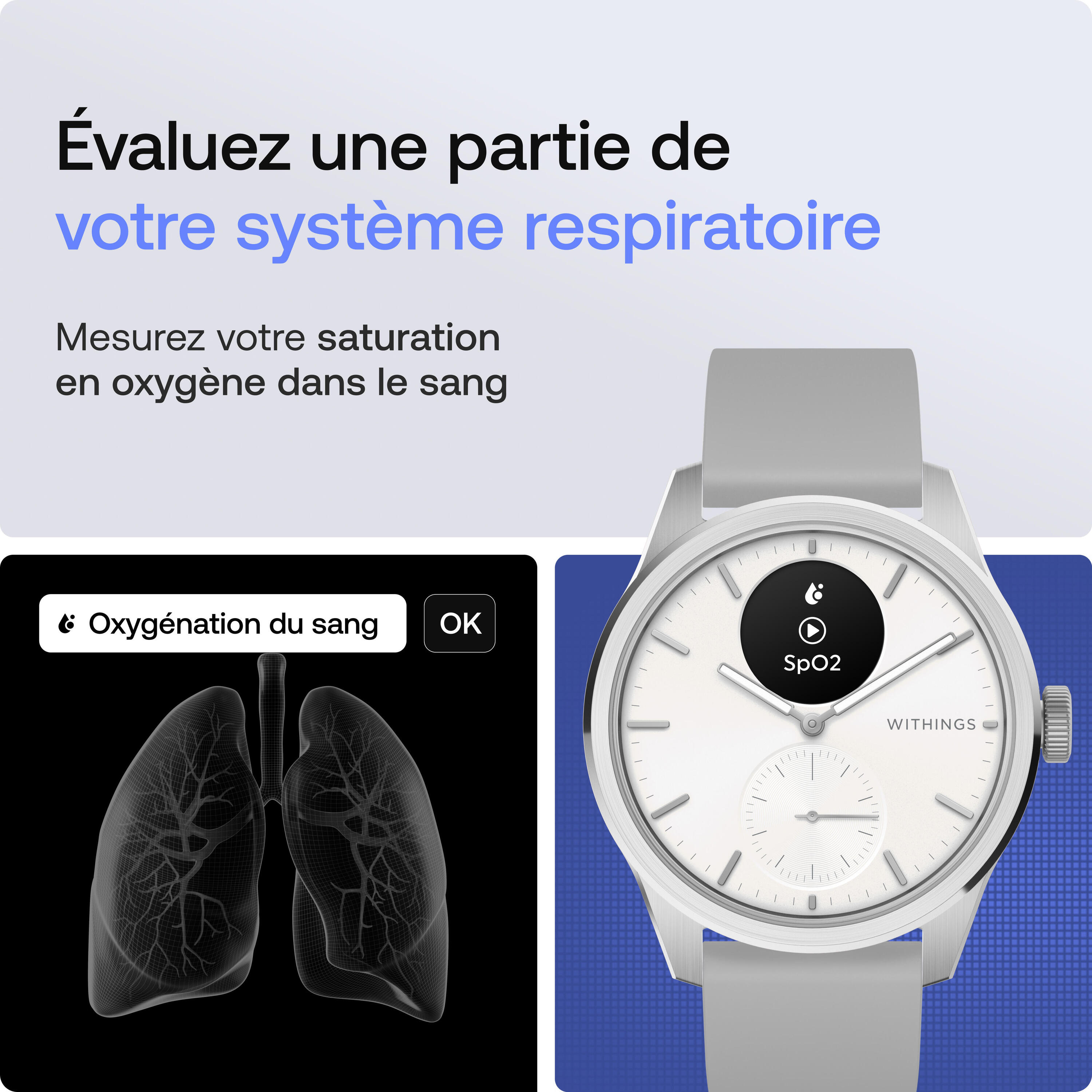 WITHINGS ScanWatch 2 - Montre connectée santé ECG SpO2 température 42mm Blanc 5/5