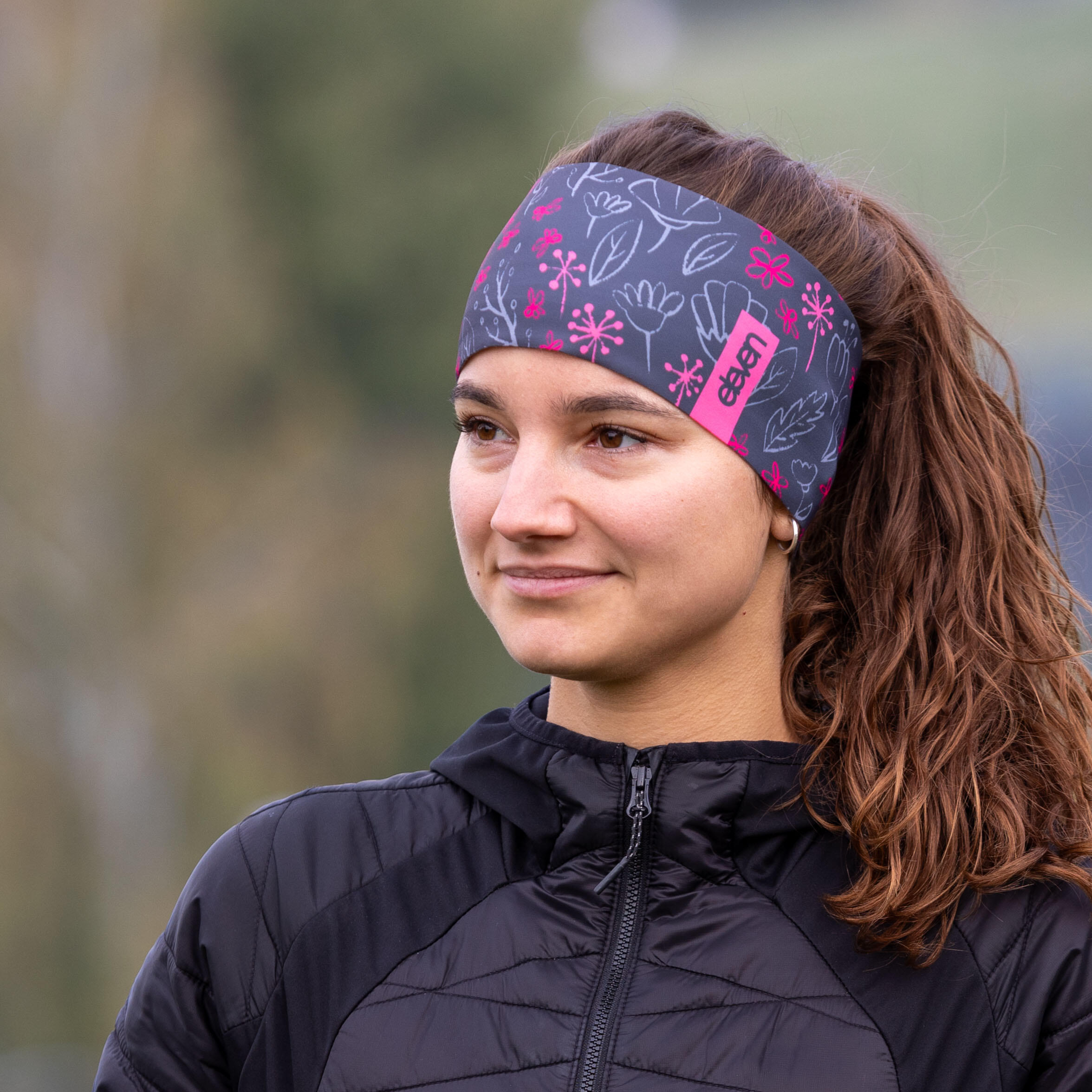 Sportstirnband Eleven Dolomiti Floral – grau/rosa 2/3