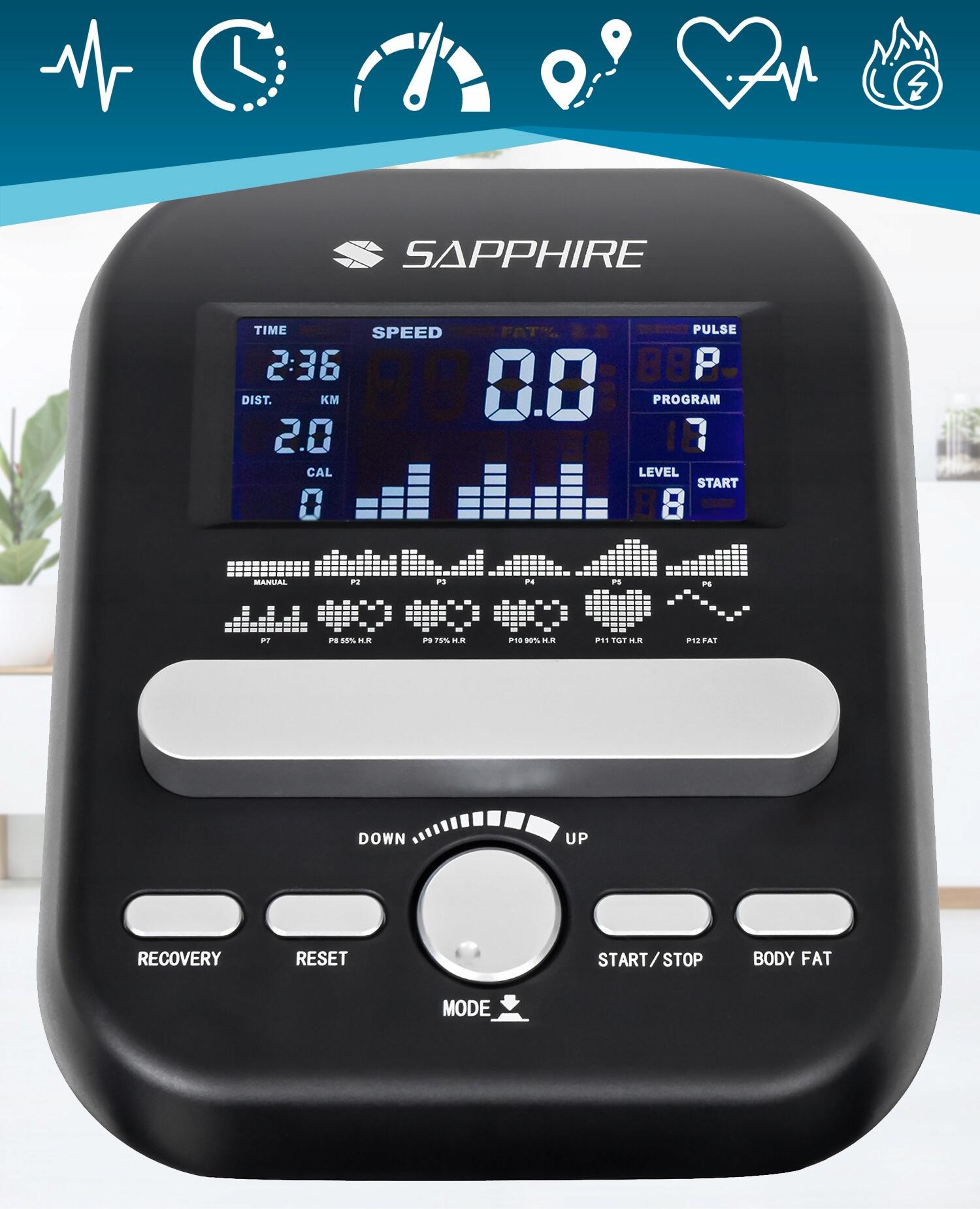 Trenażer eliptyczny Sapphire Galaxy 2 elektromagnetyczny Bluetooth Aplikacje 6/7