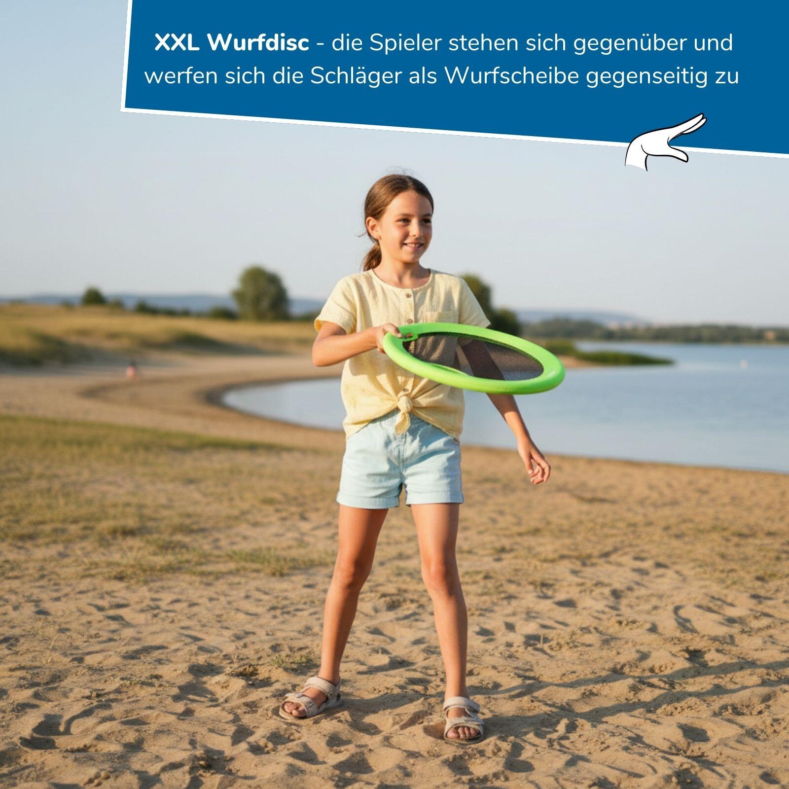 4 in 1 Outdoor-Set 8-teilig, Federball, Softtennis, Beachball & XXL Wurfscheibe 5/7