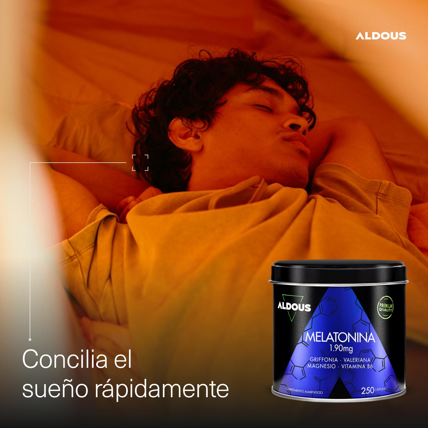 Melatonina con Magnesio, Griffonia, Valeriana y B6 Aldous | 250 Cápsulas 7/7