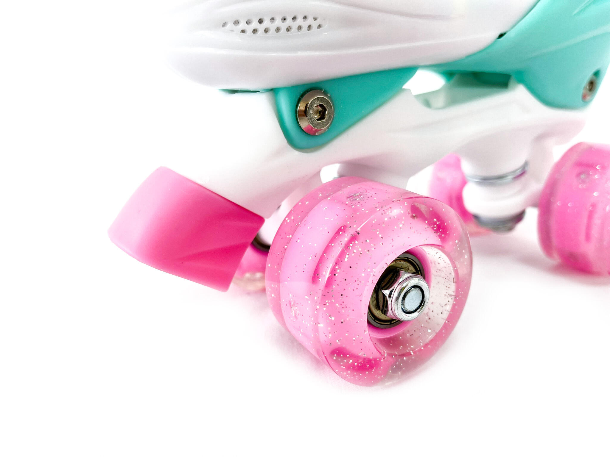 Patins Glitter ATAA 4 rodas para meninas com 4 posições ajustáveis, tamanho M (3 6/7